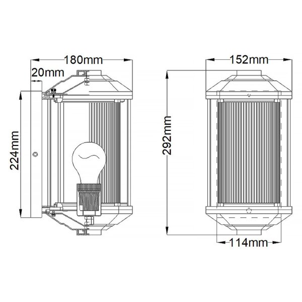 Außenlampe Wand 29,2 cm hoch IP44 E27 klein Eingang
