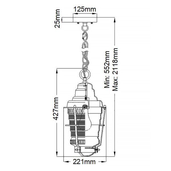 Außenlampe Veranda E27 IP44 H: max. 211,8 cm verstellbar