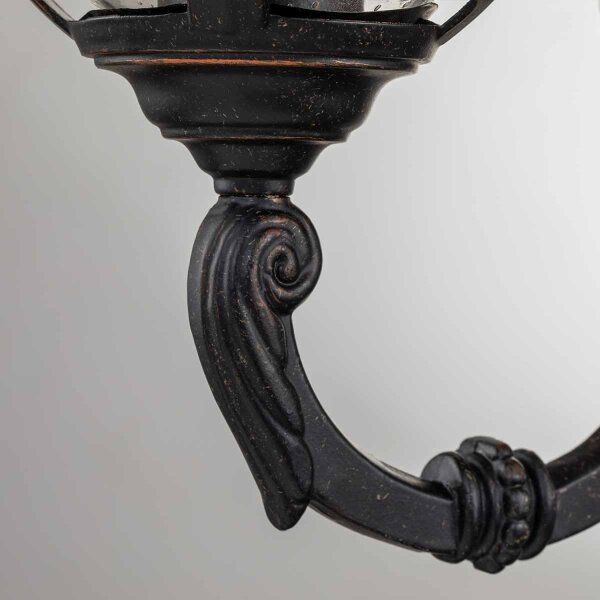 Außenlampe Wand IP44 H: 41,5 cm Rustikal Glas Alu in Bronze