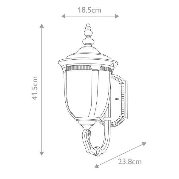 Außenlampe Wand IP44 H: 41,5 cm Rustikal Glas Alu in Bronze
