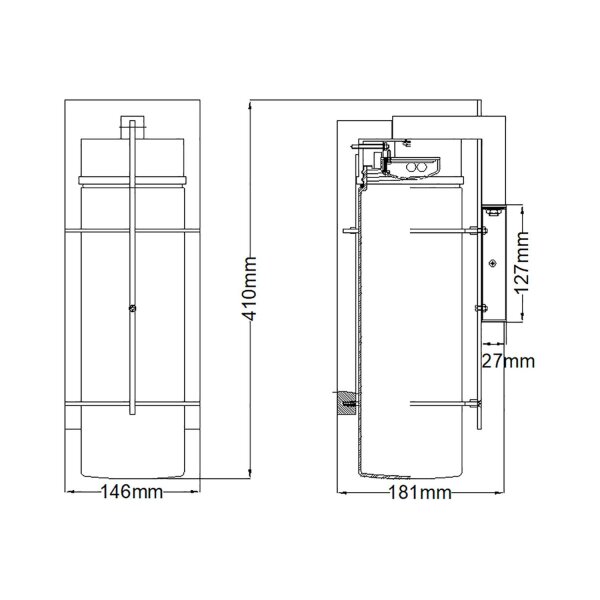 LED Außenleuchte Wand H: 41 cm IP44 Schwarz Downlight
