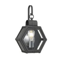 Wand Au&szlig;enleuchte Vintage Alu Glas H: 41,8 cm IP44 E27