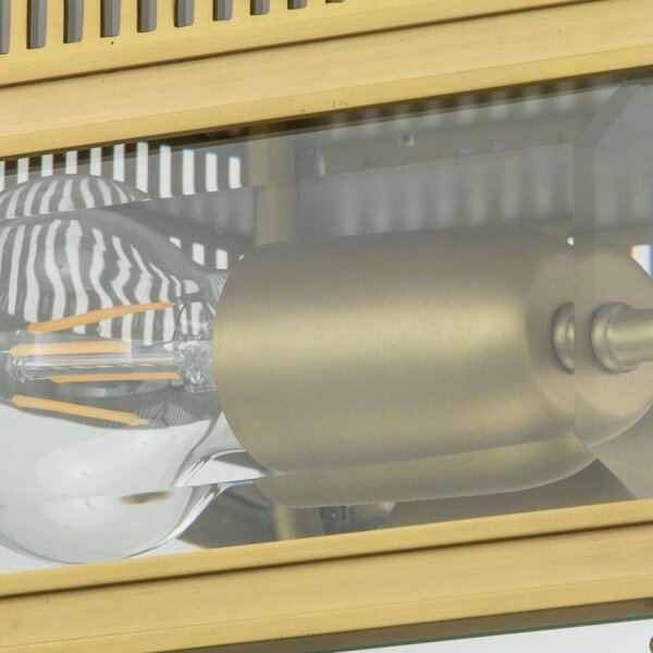 Außenlampe Echt-Messing Glas 30 cm breit IP44 E27 eckig