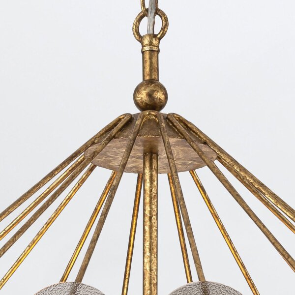 Hängelampe Glas Metall Ø 57,2 cm 3x E14 in Gold Antik Grau