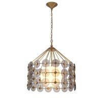 H&auml;ngelampe Glas Metall &Oslash; 57,2 cm 3x E14 in Gold Antik Grau
