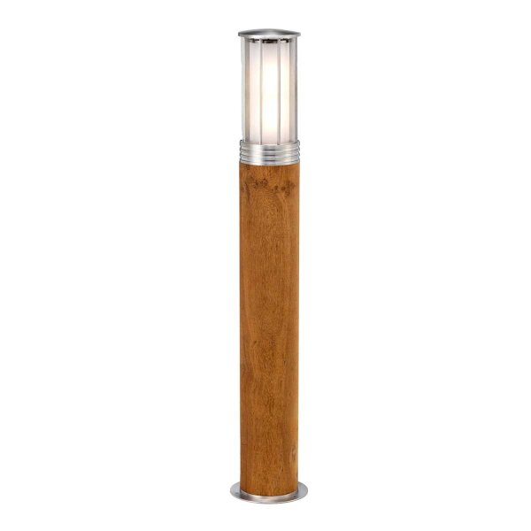 Pollerleuchte Edelstahl Teak Holz IP55 70 cm hoch blendarm