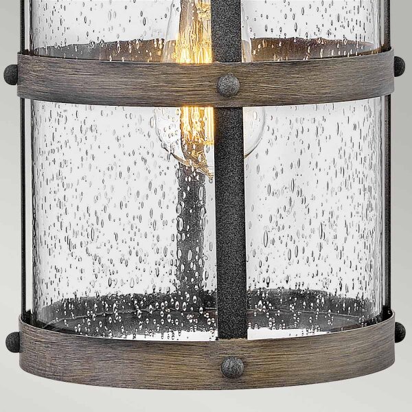 Wandleuchte außen Vintage E27 IP44 43,6 cm hoch Alu Glas