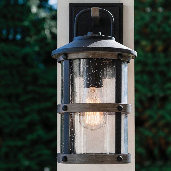Wandlampe außen E27 IP44 36,6 cm hoch Aluminium Glas