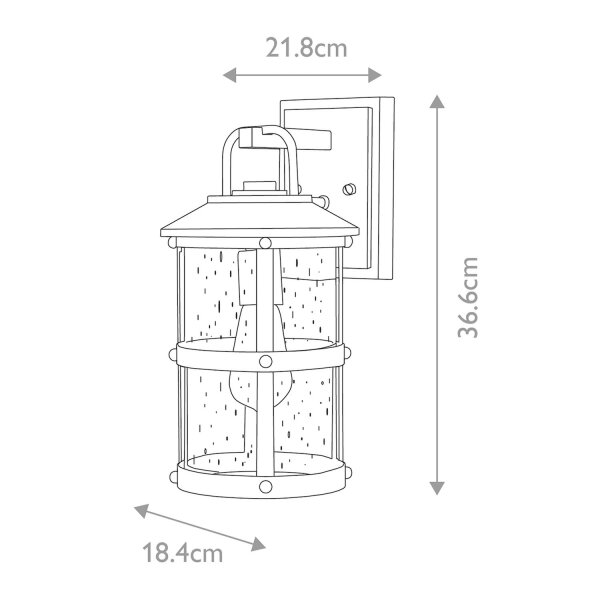 Wandlampe außen E27 IP44 36,6 cm hoch Aluminium Glas