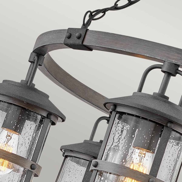 Hängeleuchte außen rund Ø 94,9 cm Glas Alu E27 IP44