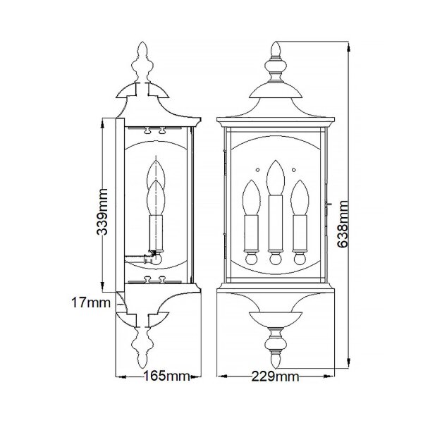 Außenwandleuchte groß H: 63,8 cm Glas Alu E14 IP44