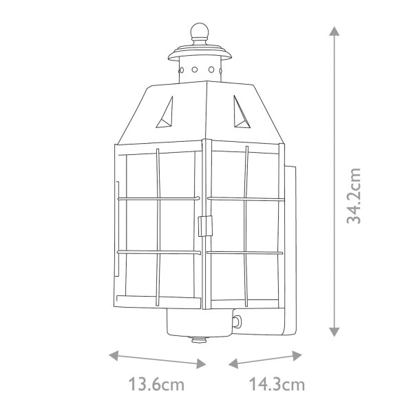 Außenlampe Wand aus Messing Glas E27 IP44 34,2 cm hoch