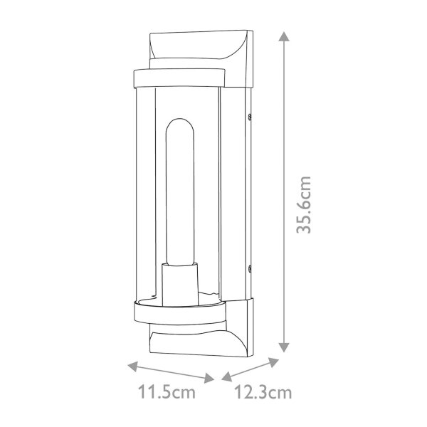Außenlampe Wand Eingang 35,6 cm hoch IP44 E27 Schwarz