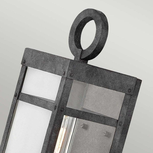Vintage Außenwandlampe 33,6 cm hoch IP44 E27 Alu Glas