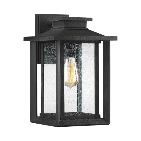 Außenwandlampe Schwarz Vintage E27 IP44 H: 35,7 cm Regenglas