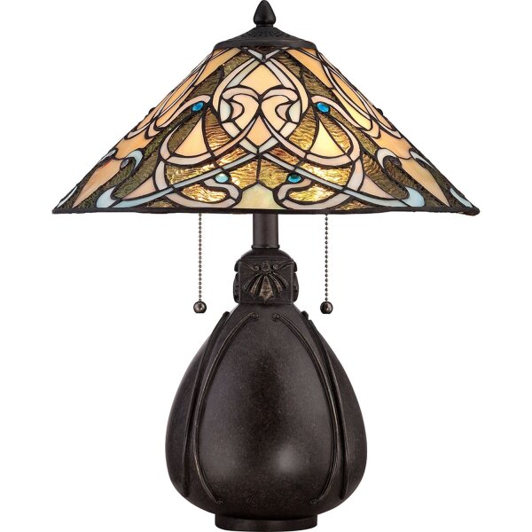 Tischlampe ETERNO 5 Buntglas H:50cm Tiffany Lampe