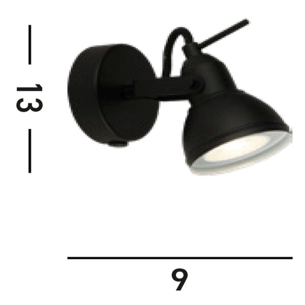 Schwarzer Wandspot Metall verstellbar GU10 bis 50 W