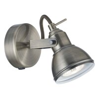 Wandspot Metall verstellbar GU10 bis 50 W in Silber