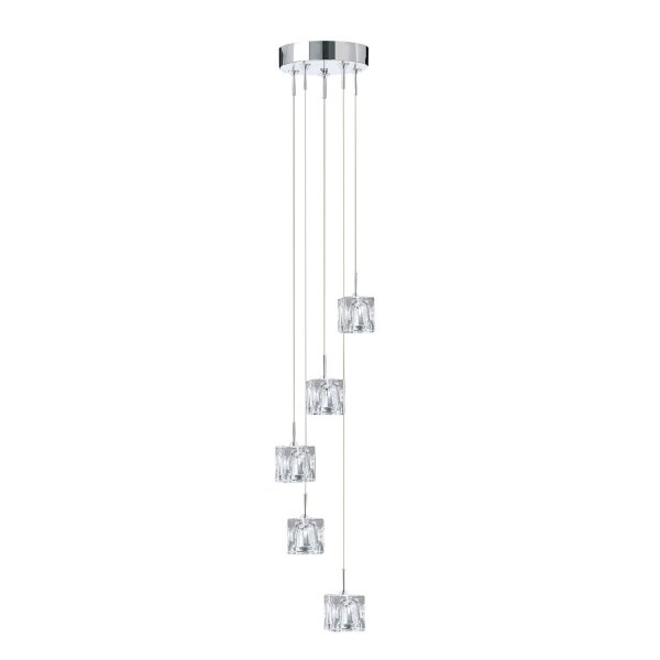 LED Hängelampe in Chrom Glas Metall 3000 K 5-flammig