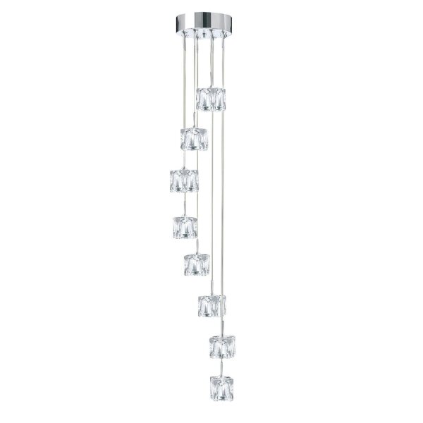 Runde LED Pendelleuchte 8-flmg Metall Glas Ø20 cm 5 W