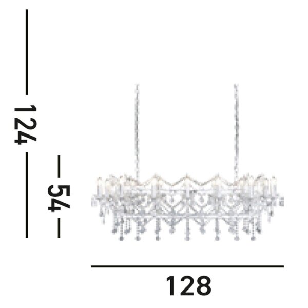 Kronleuchter in Chrom 14-flammig E14 L:128 cm länglich