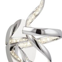 LED Wandlampe mit Zugschalter Metall Glas H:38 cm Chrom
