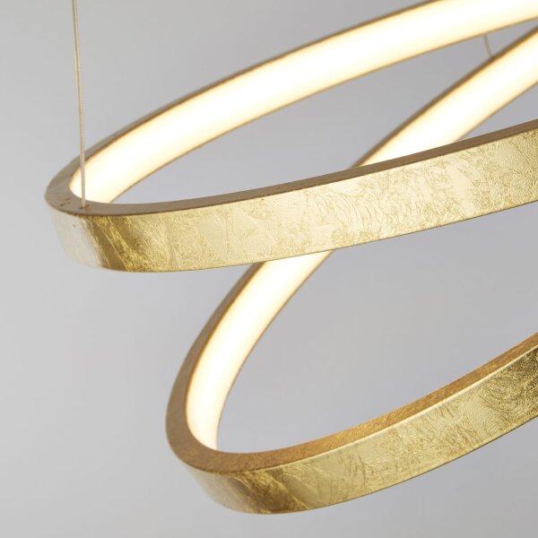 LED Hängelampe in Gold Metall B:47 cm 42 W Ringe Modern