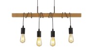 Nat&uuml;rliche Pendelleuchte Holz E27 4-flammig Vintage