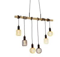 Natürliche Hängelampe Holz E27 100 cm 6-flammig...