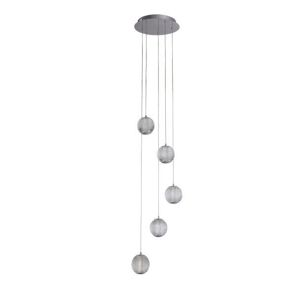 LED Pendelleuchte Metall 5-flammig 21 W L:30 cm Chrom