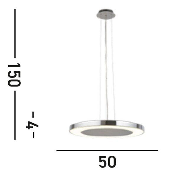 Stylische LED Pendelleuchte Metall Glas Ø50 cm in Chrom