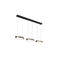 LED H&auml;ngelampe Eisen in Schwarz Gold 106 cm lang 35 W