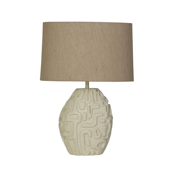 Blendarme Tischlampe E27 59,5 cm Creme Weiß Harz Stoff