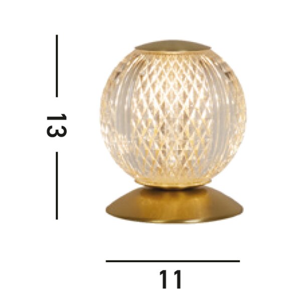 Kugel Tischleuchte Metall in Messing 13 cm G9 elegant
