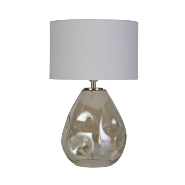 Tischlampe Stoff Glas blendarm 44,5 cm Champagner Weiß