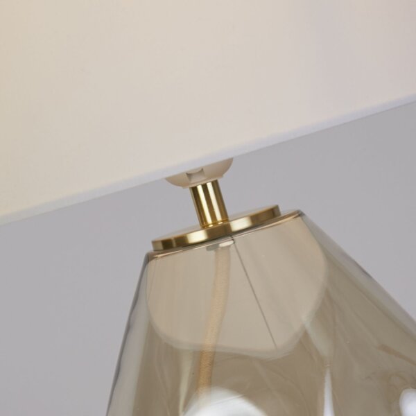 Tischlampe Stoff Glas blendarm 44,5 cm Champagner Weiß