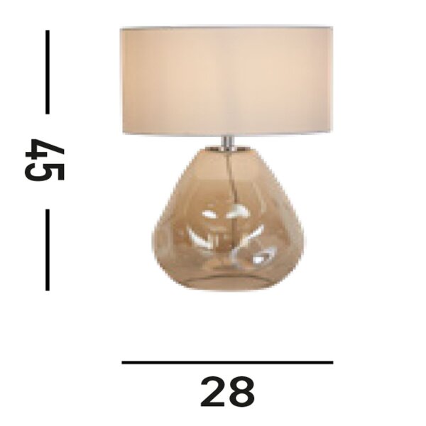 Tischlampe Stoff Glas blendarm 44,5 cm Champagner Weiß