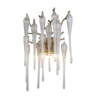 Wandleuchte Glas Metall in Gold H:42 cm G9 2-flammig