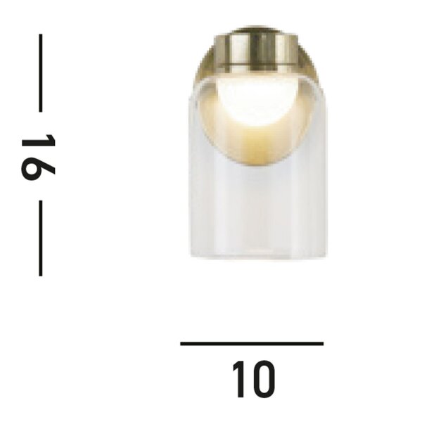 Kleine LED Wandlampe Glasschirm Metall T:16 cm IP44 6 W