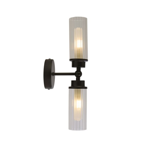 Up Down Wandleuchte Schwarz Metall Glas G9 IP44 H:37 cm