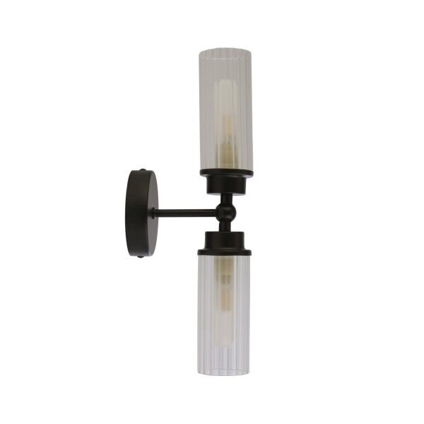 Up Down Wandleuchte Schwarz Metall Glas G9 IP44 H:37 cm