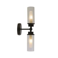 Up Down Wandleuchte Schwarz Metall Glas G9 IP44 H:37 cm