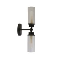 Up Down Wandleuchte Schwarz Metall Glas G9 IP44 H:37 cm