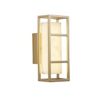 LED Wandleuchte Harz Stahl IP44 H:25 cm in Gold Wei&szlig;