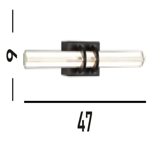 LED Spiegelleuchte Metall Glas Schwarz IP44 B:46,5 cm
