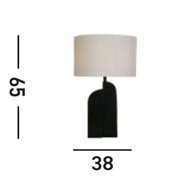 Schwarze Tischleuchte Metall Stoff in Weiß 65 cm E27