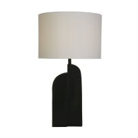 Schwarze Tischleuchte Metall Stoff in Weiß 65 cm E27