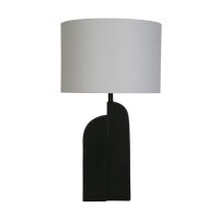 Schwarze Tischleuchte Metall Stoff in Weiß 65 cm E27