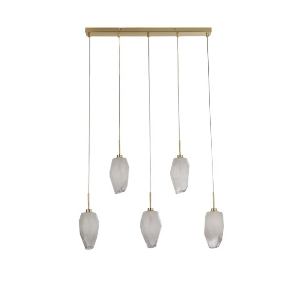 Lange Pendelleuchte Glas Metall 78 cm in Messing Weiß