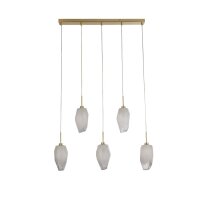Lange Pendelleuchte Glas Metall 78 cm in Messing Weiß